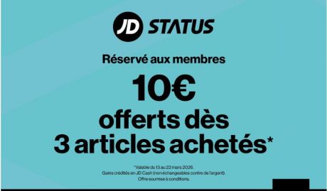 Bon plan chez JD Sports : 10 € offerts dès 3 articles achetés