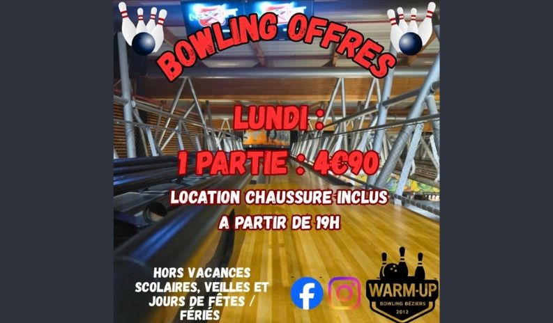 Lundi soir : La partie de Bowling à prix mini !