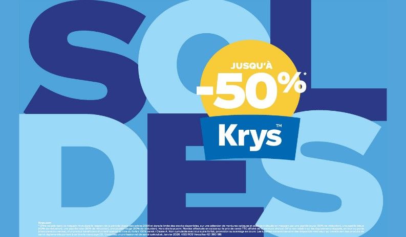 Jusqu'à -50% sur les montures optiques et solaires chez Krys